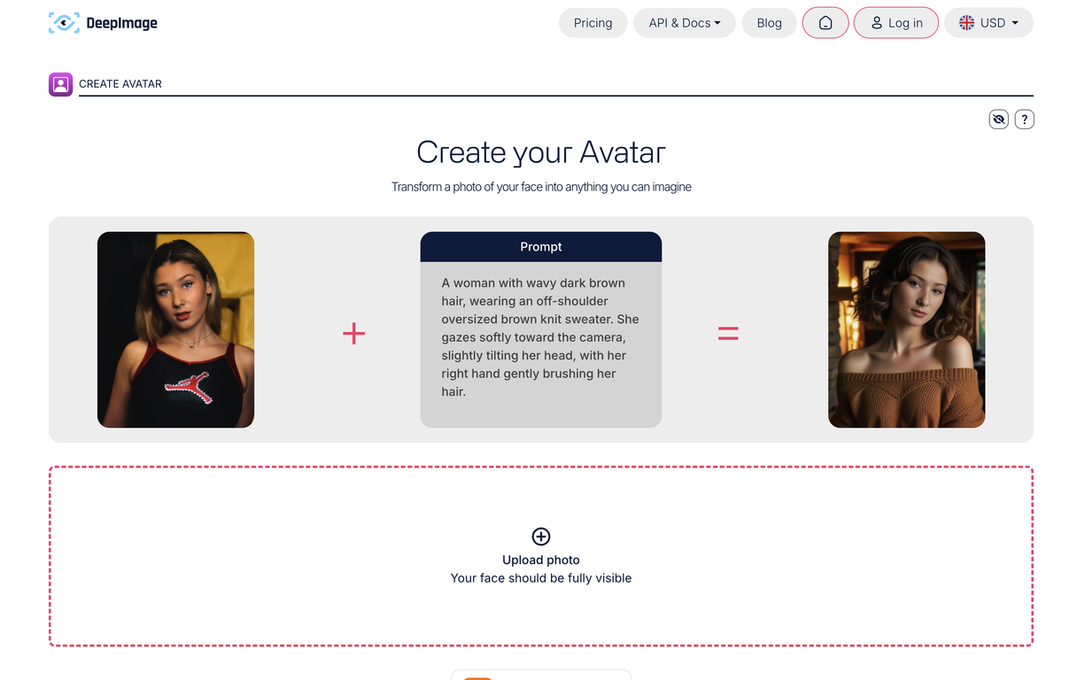Deep Image Avatar Generator website