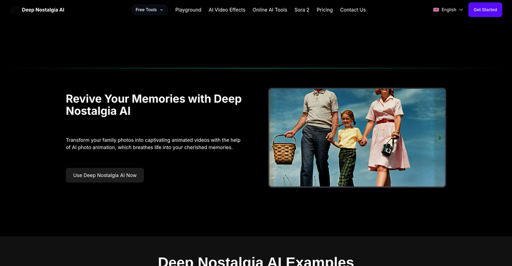 Deep Nostalgia AI website
