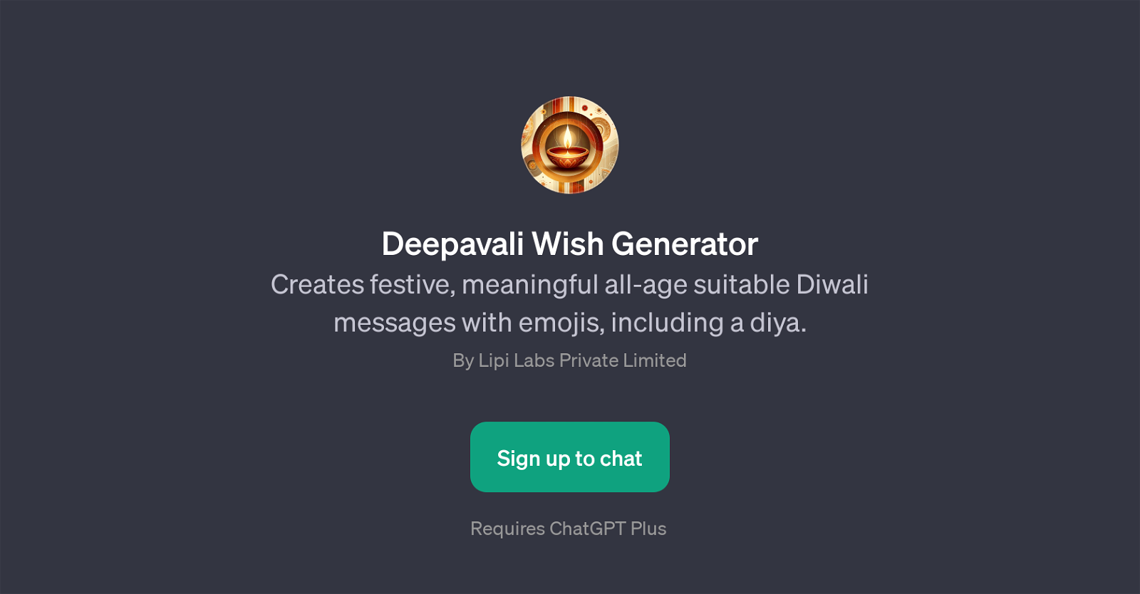 Deepavali Wish Generator website