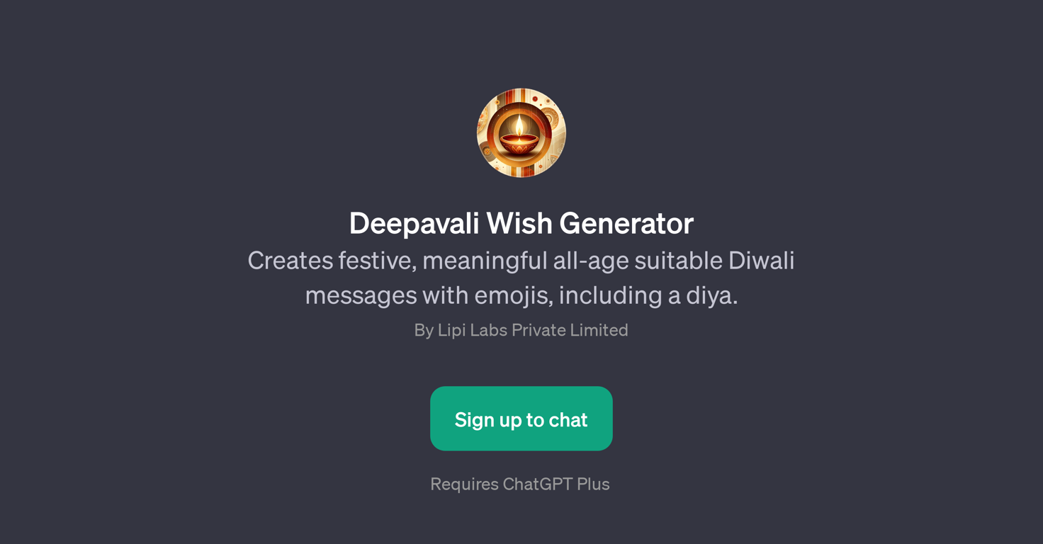 Deepavali Wish Generator website