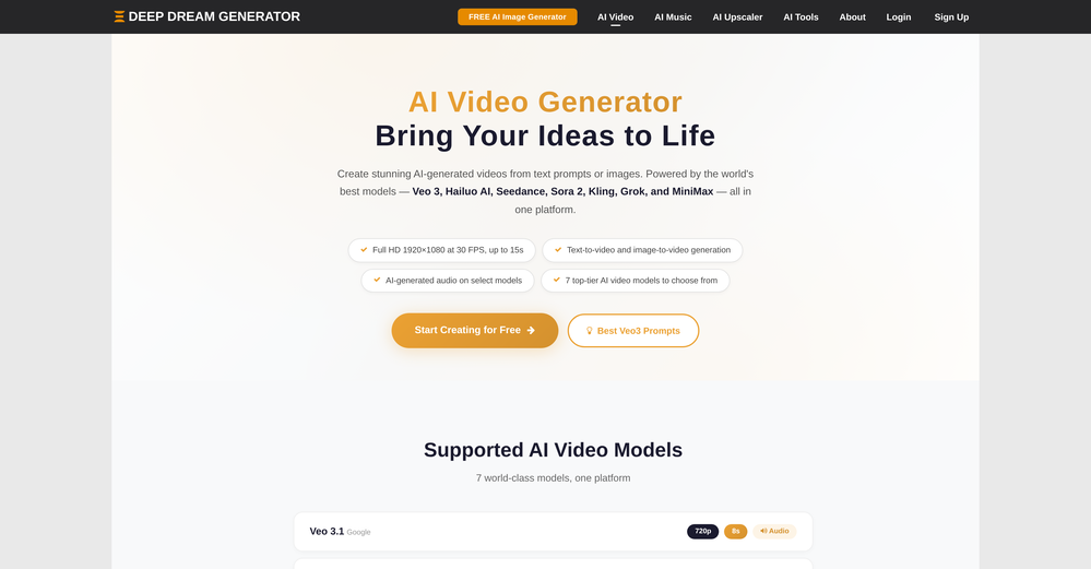 Deepdreamgenerator AI Videos website