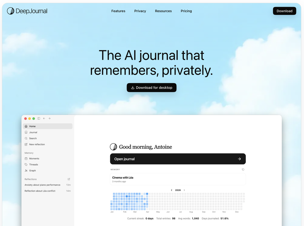 DeepJournal website
