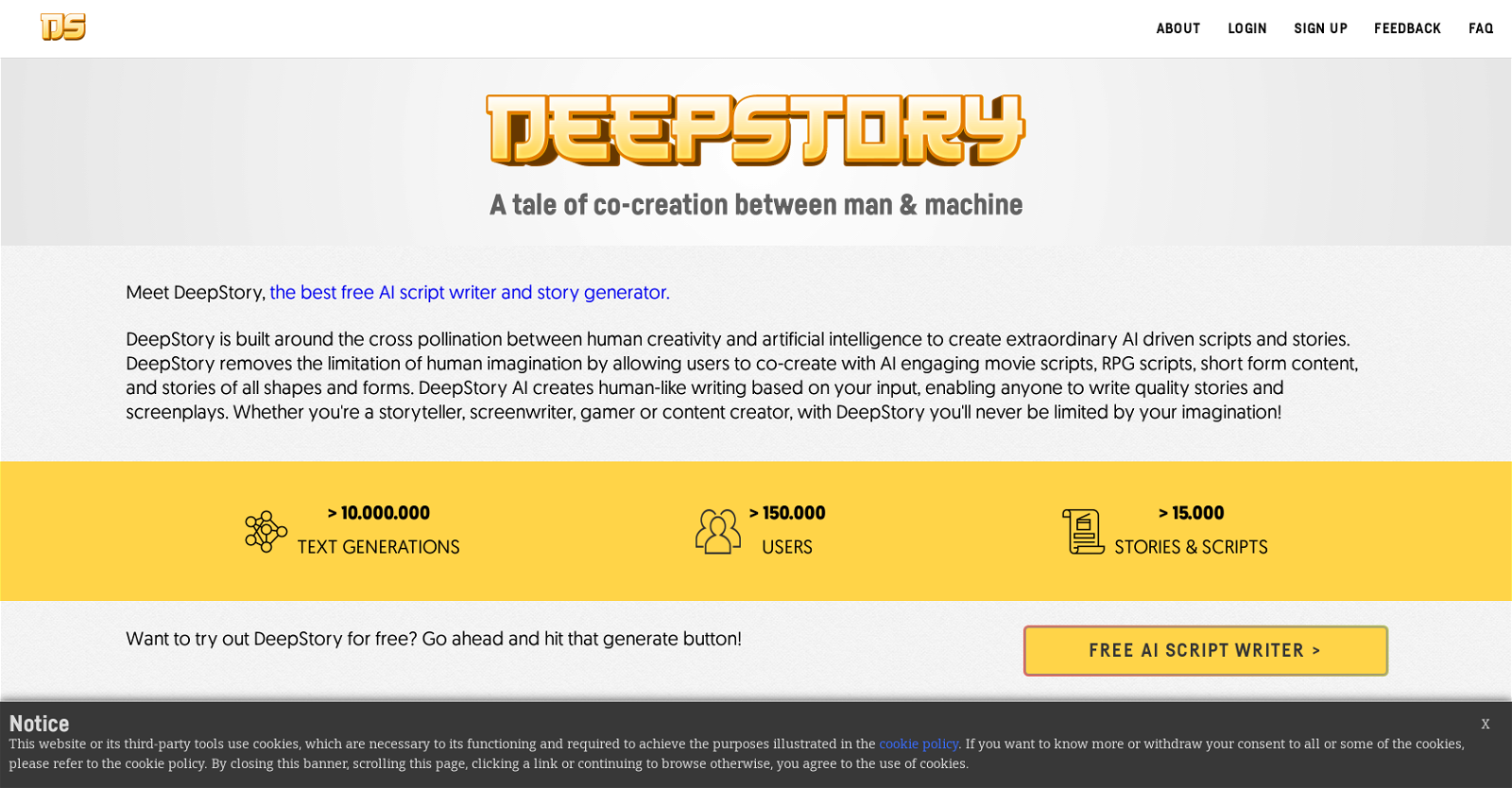 DeepStory website