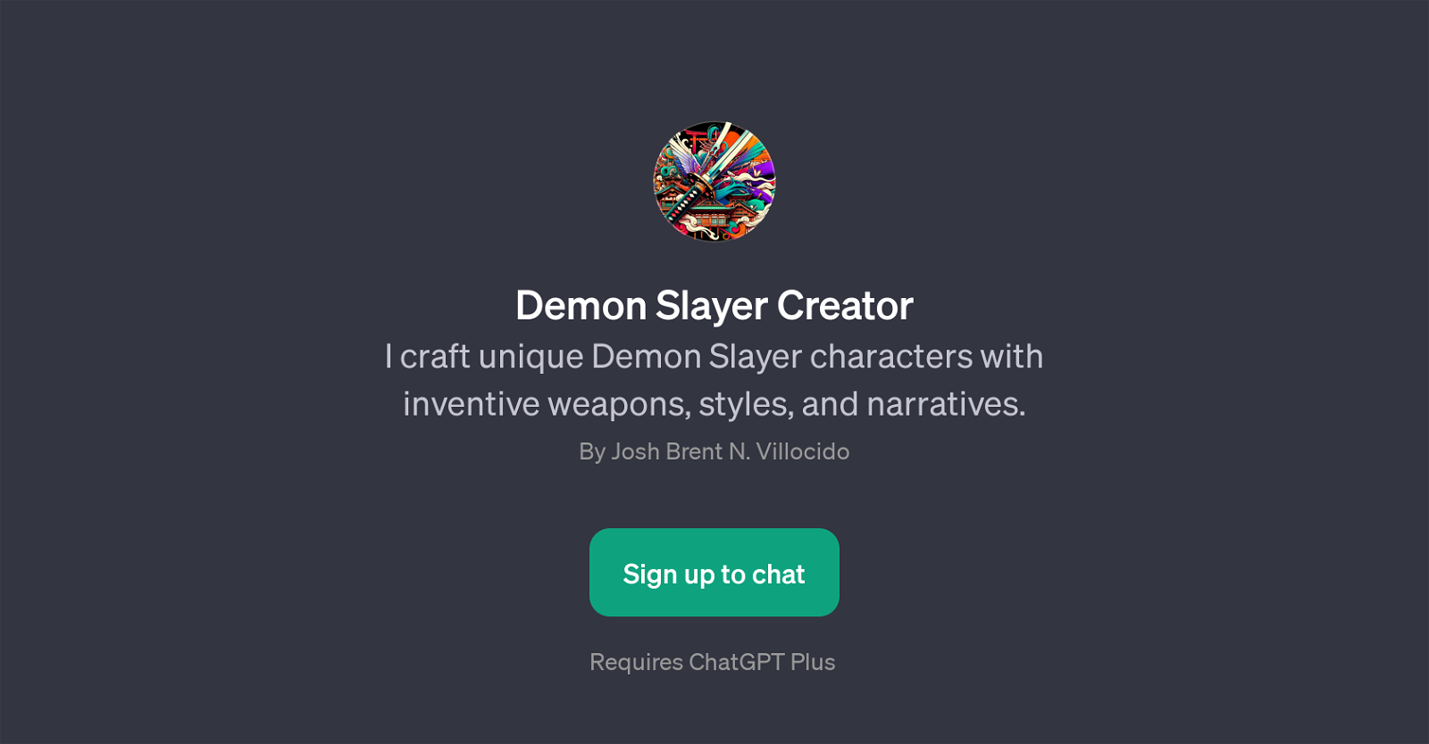 Demon Slayer Creator website