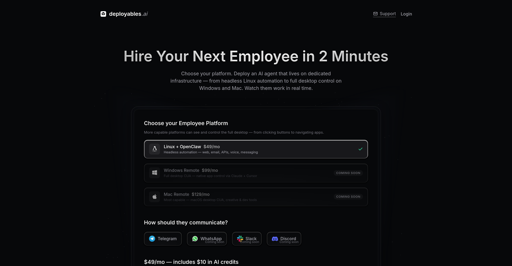 Deployables.ai website