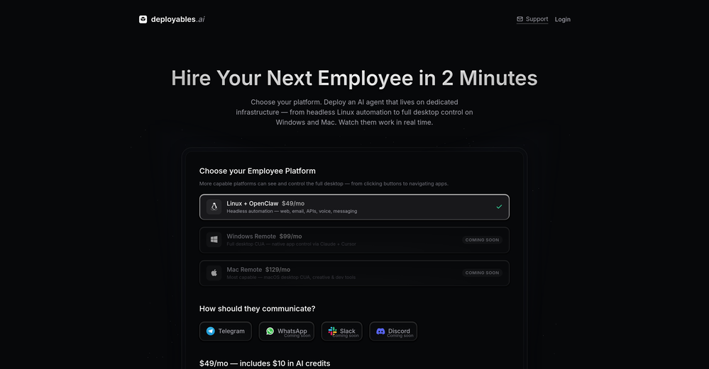 Deployables.ai website
