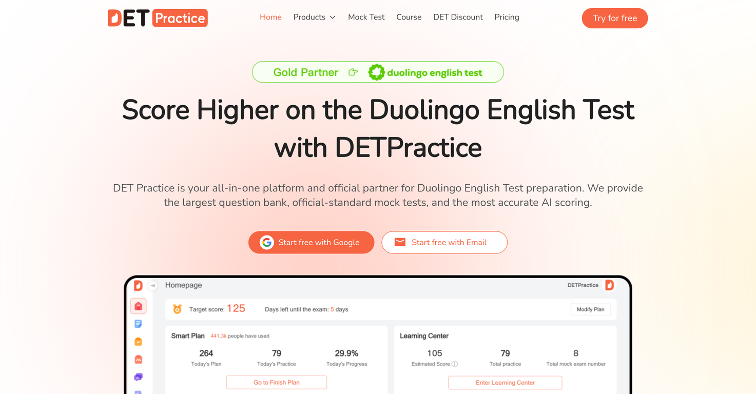 DET Practice website