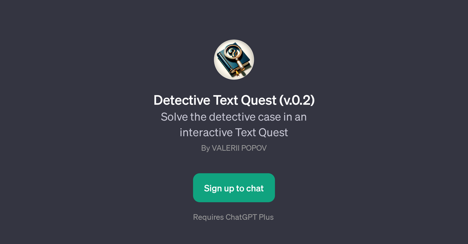 Detective Text Quest (v.0.2) website