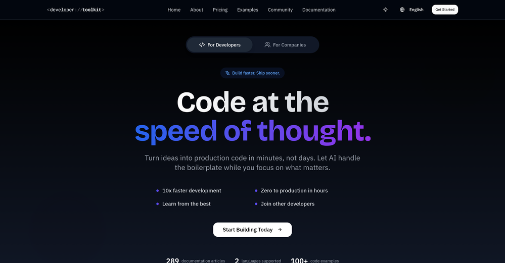 Developer Toolkit website