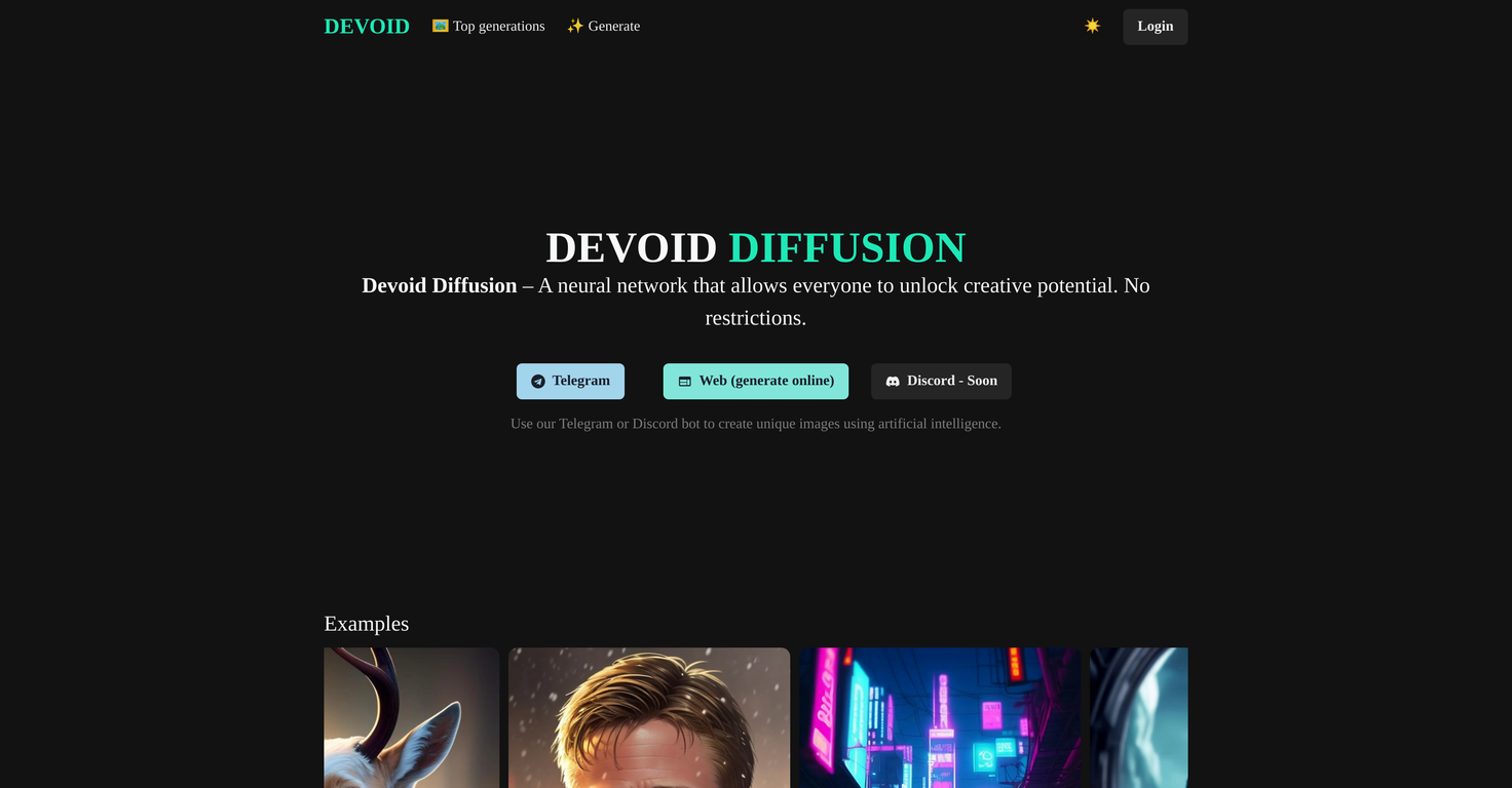 Devoid AI website