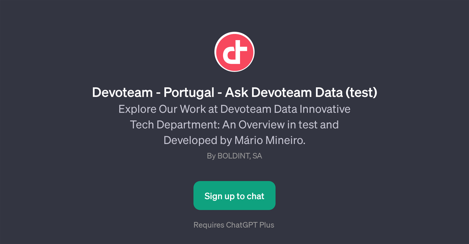 Devoteam Portugal - Ask Devoteam Data (test) website