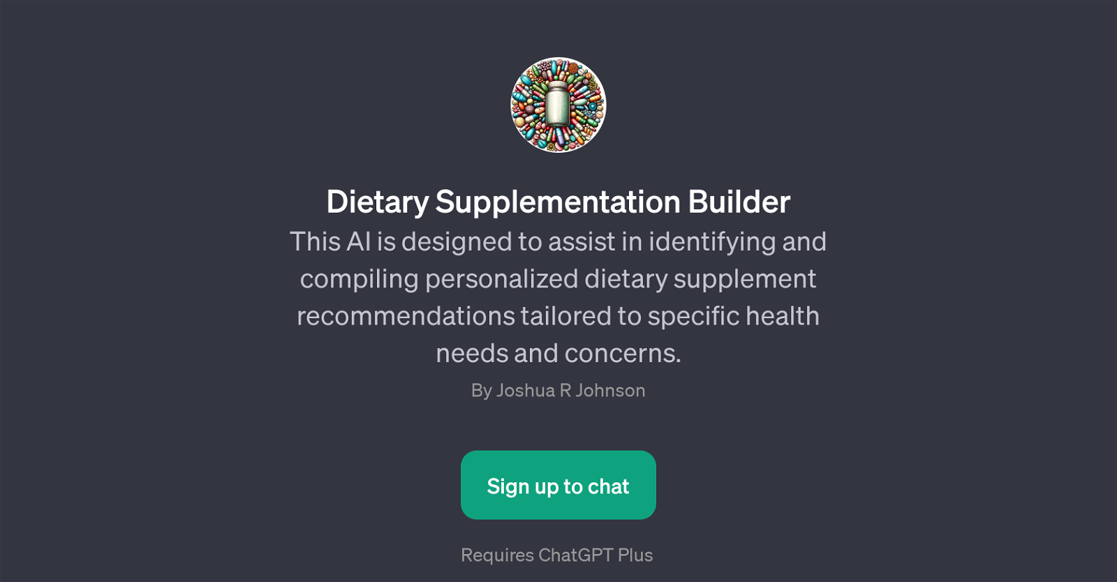 Dietary Supplementation Builder website