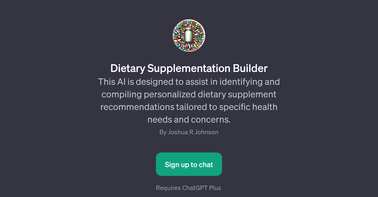 Dietary Supplementation Builder website