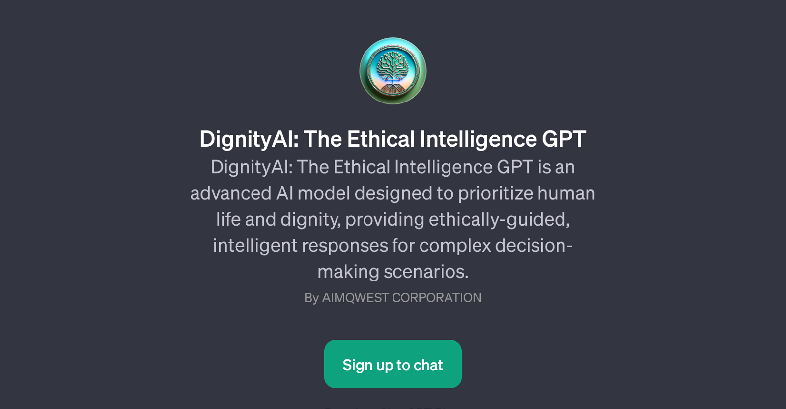 DignityAI: The Ethical Intelligence GPT website