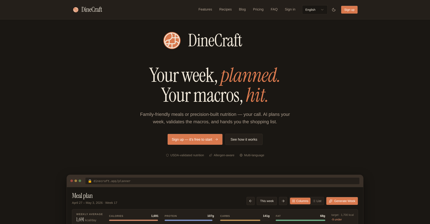DineCraft website