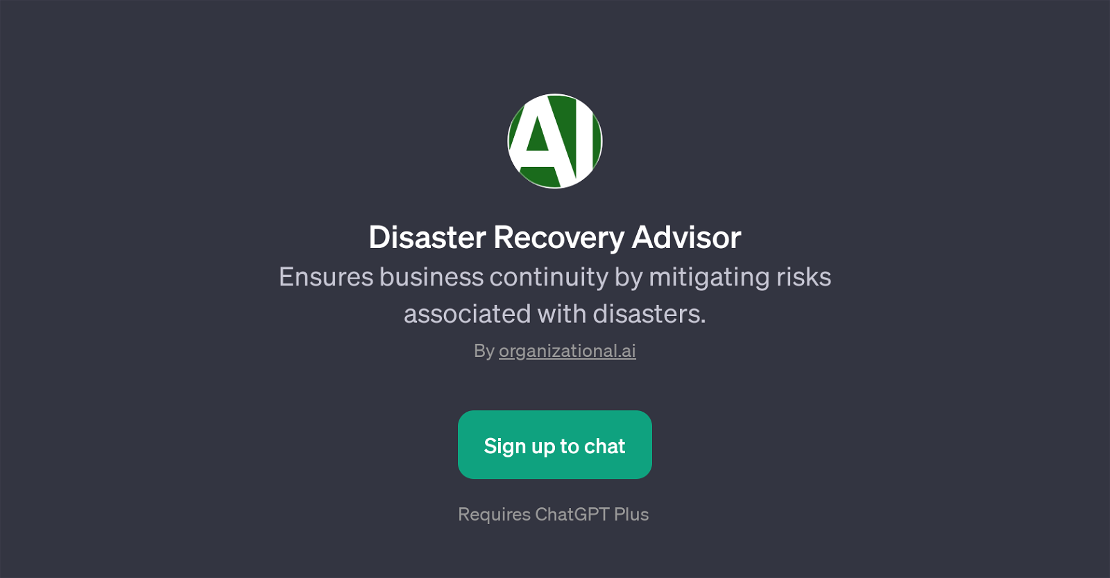 Disaster Recovery Advisor website