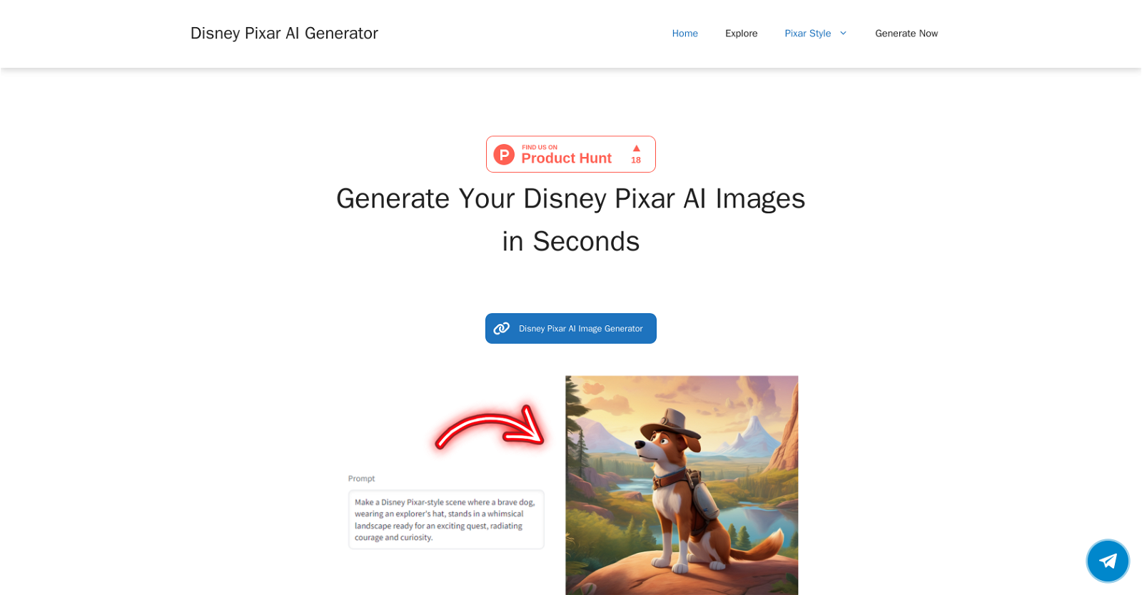 Disney Pixar AI Generator website