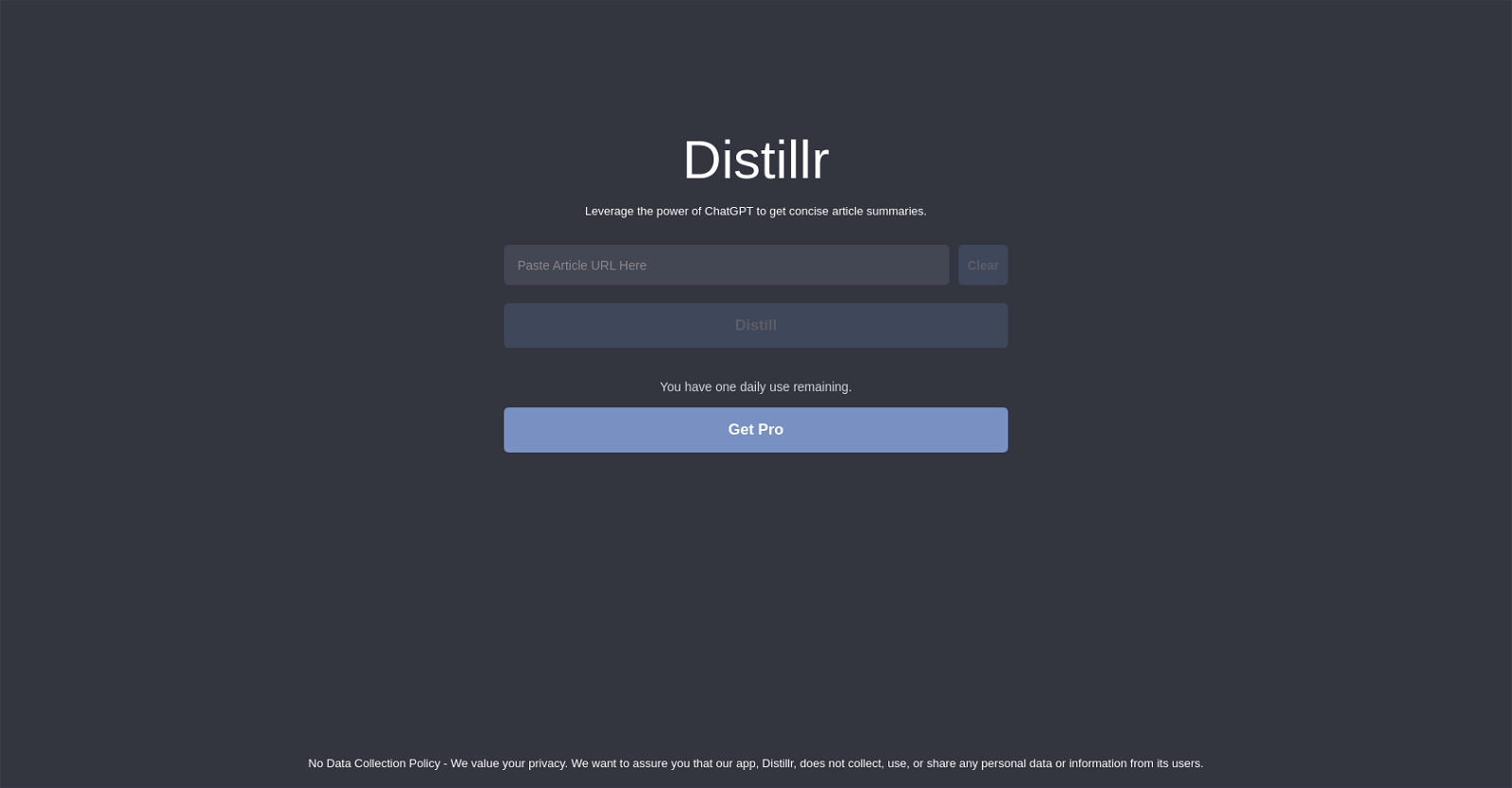Distillr website