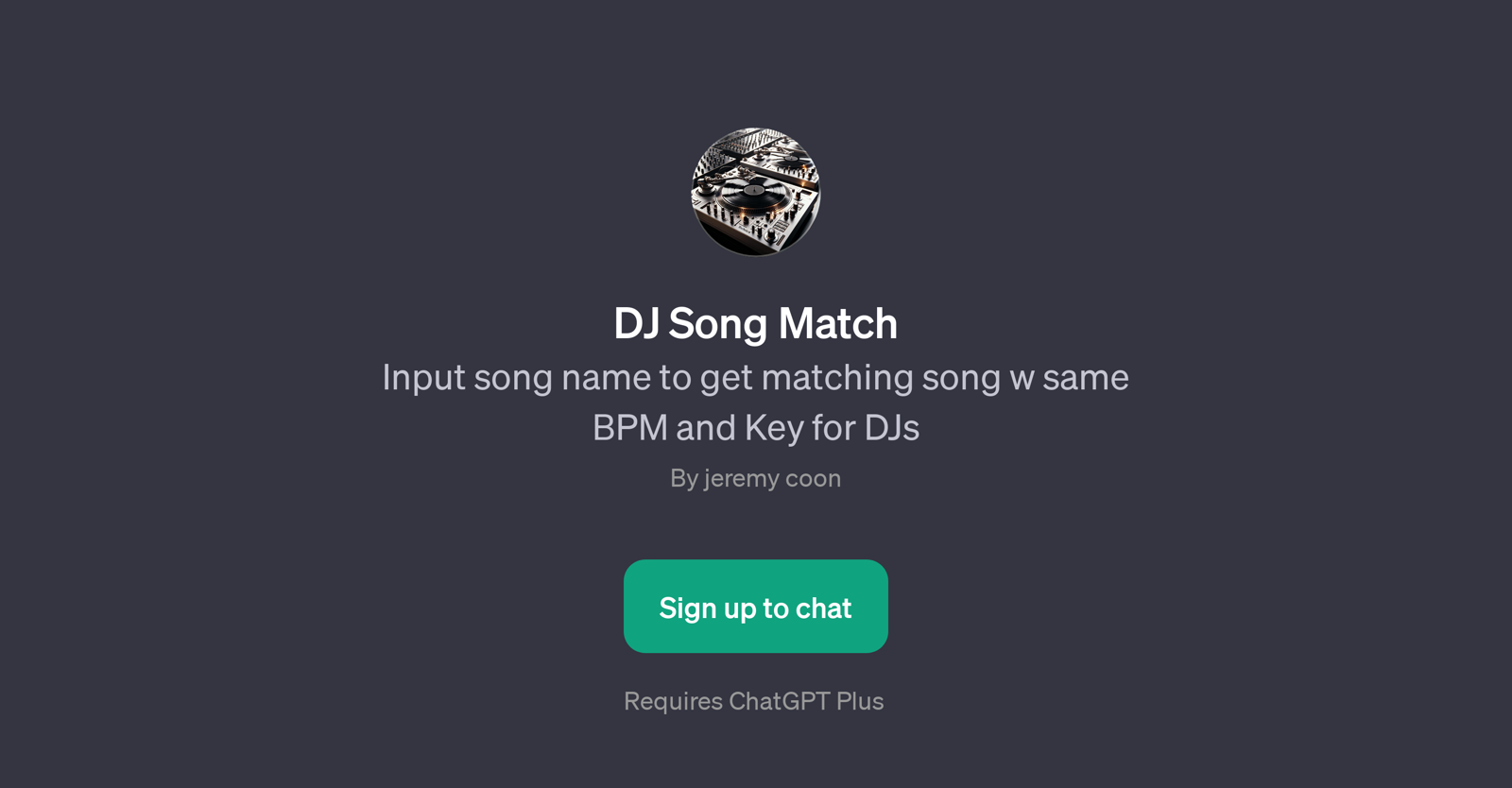 DJ Song Match website