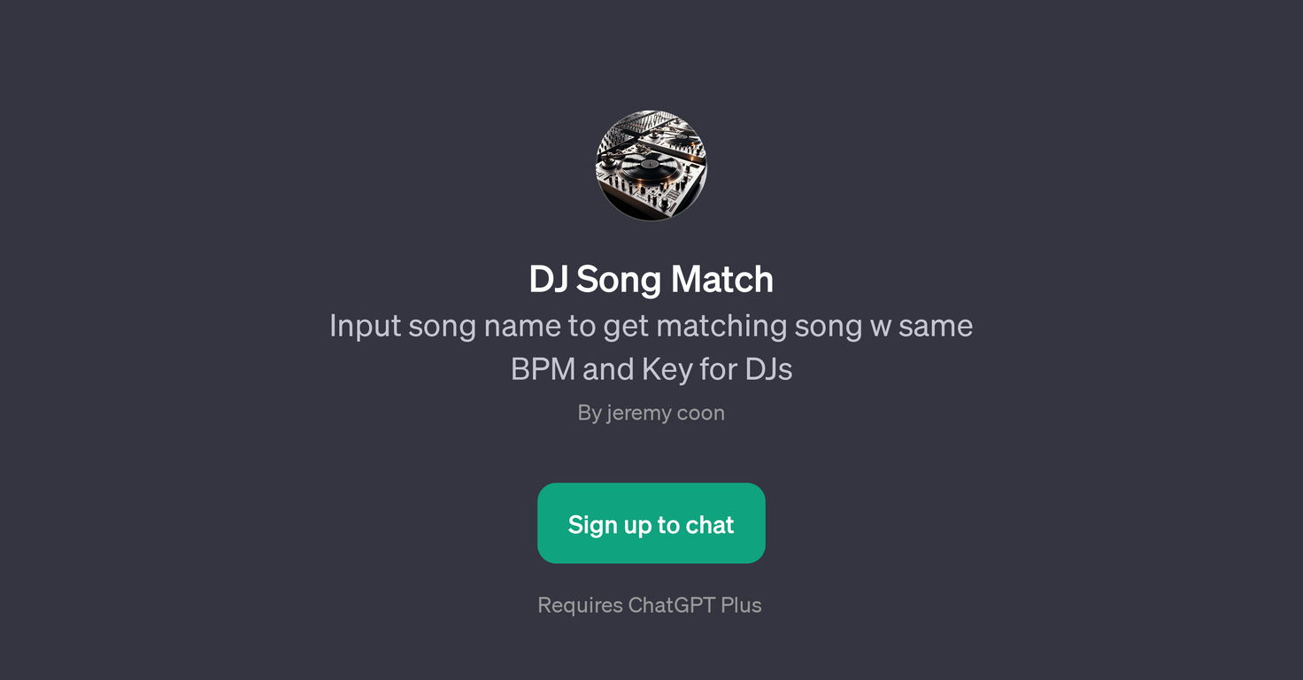 DJ Song Match website