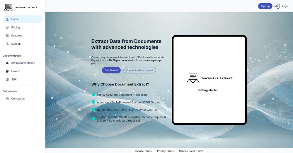 Document Extract website