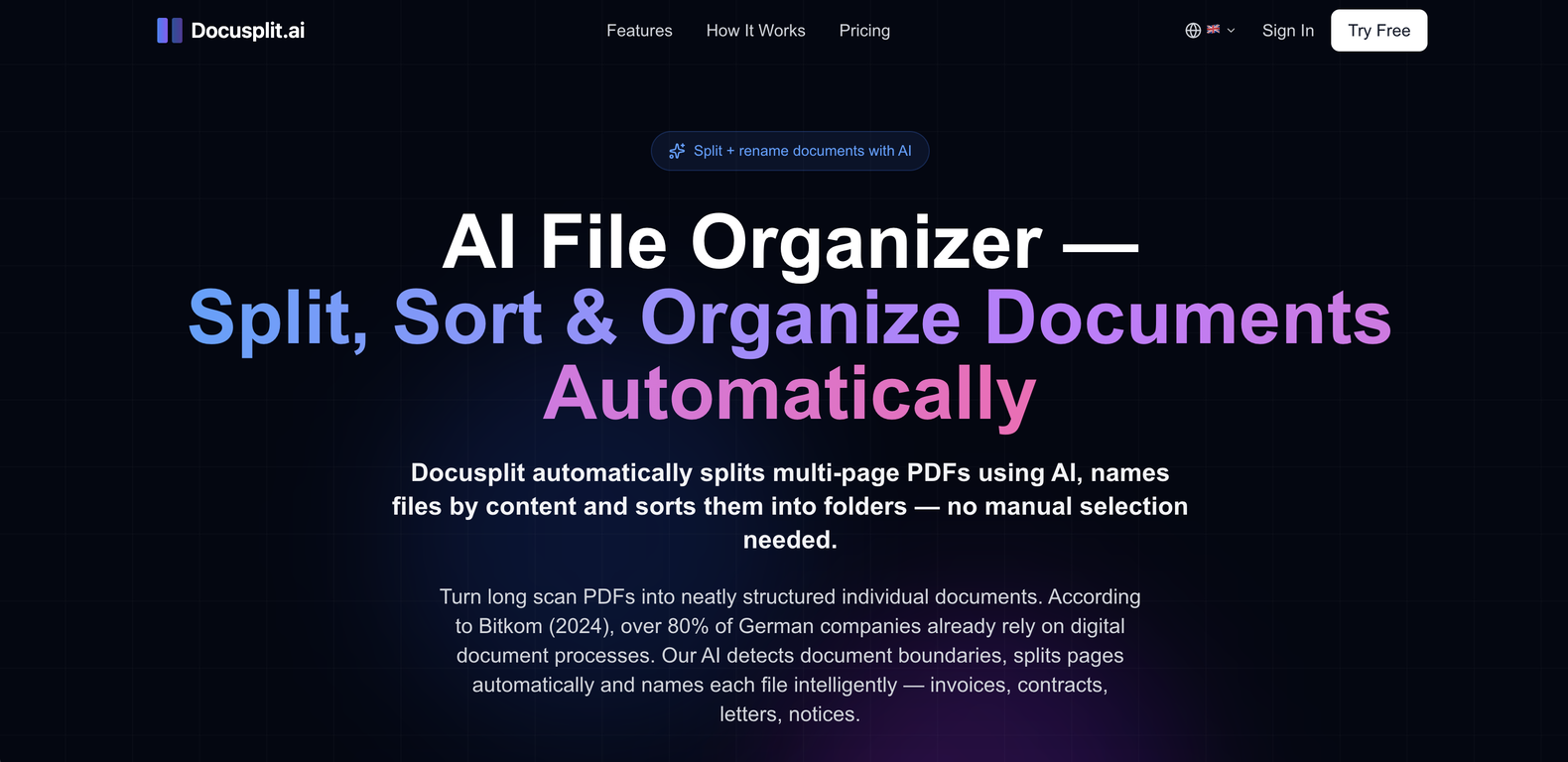Docusplit AI website