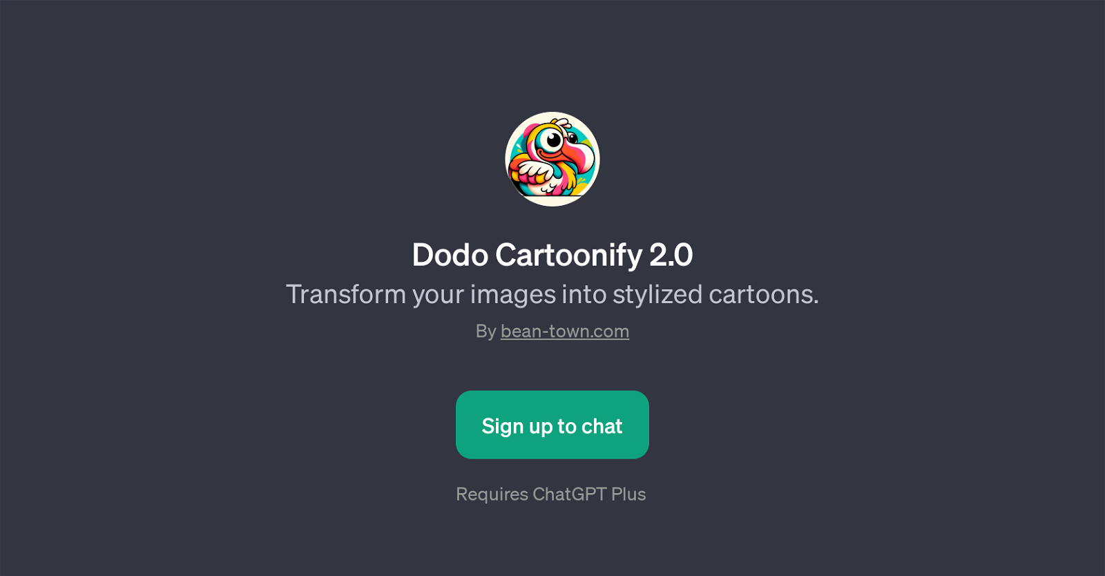 Dodo Cartoonify 2.0 website