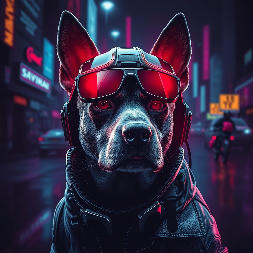 Dog in cyber punk website
