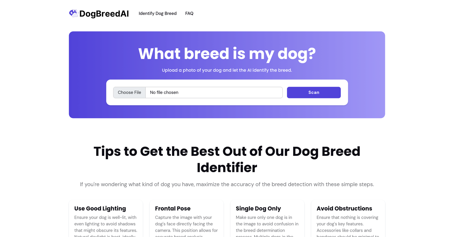 DogBreedAI website