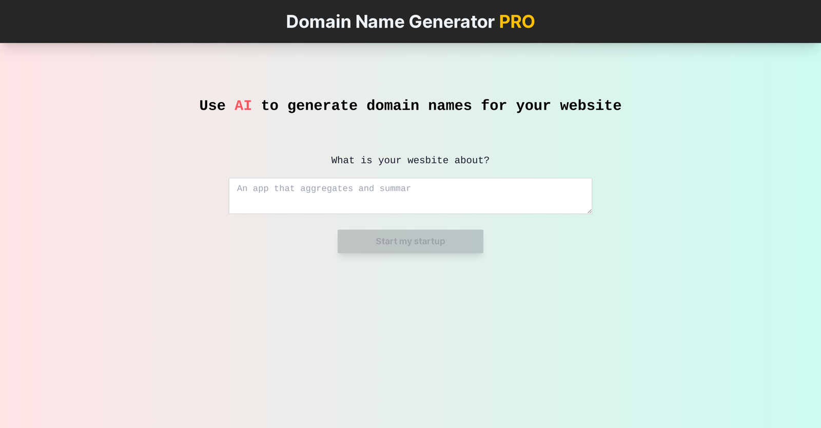 Domain Name Generator PRO website