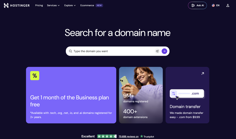 Domain Name Search | Hostinger website