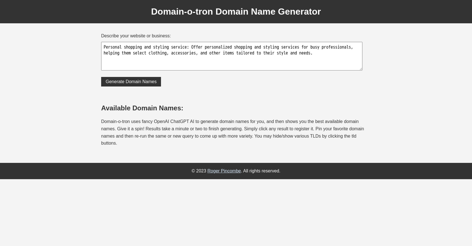 Domainotron website