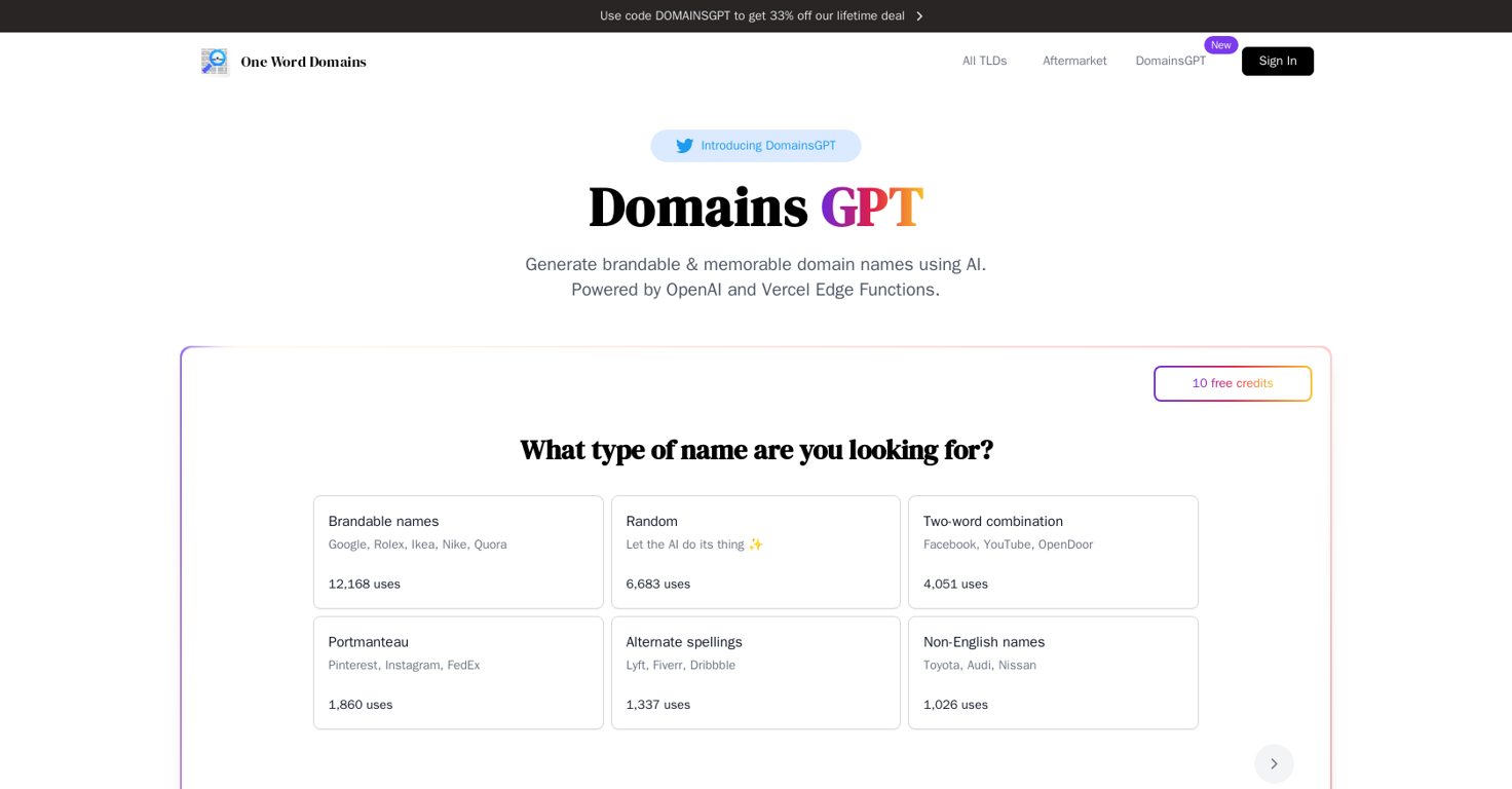 DomainsGPT website