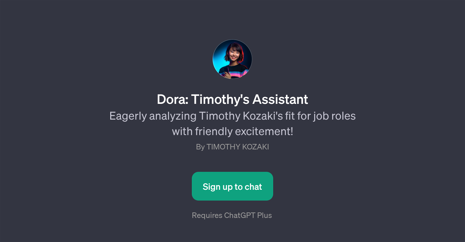 Dora: Timothy's Assistant website
