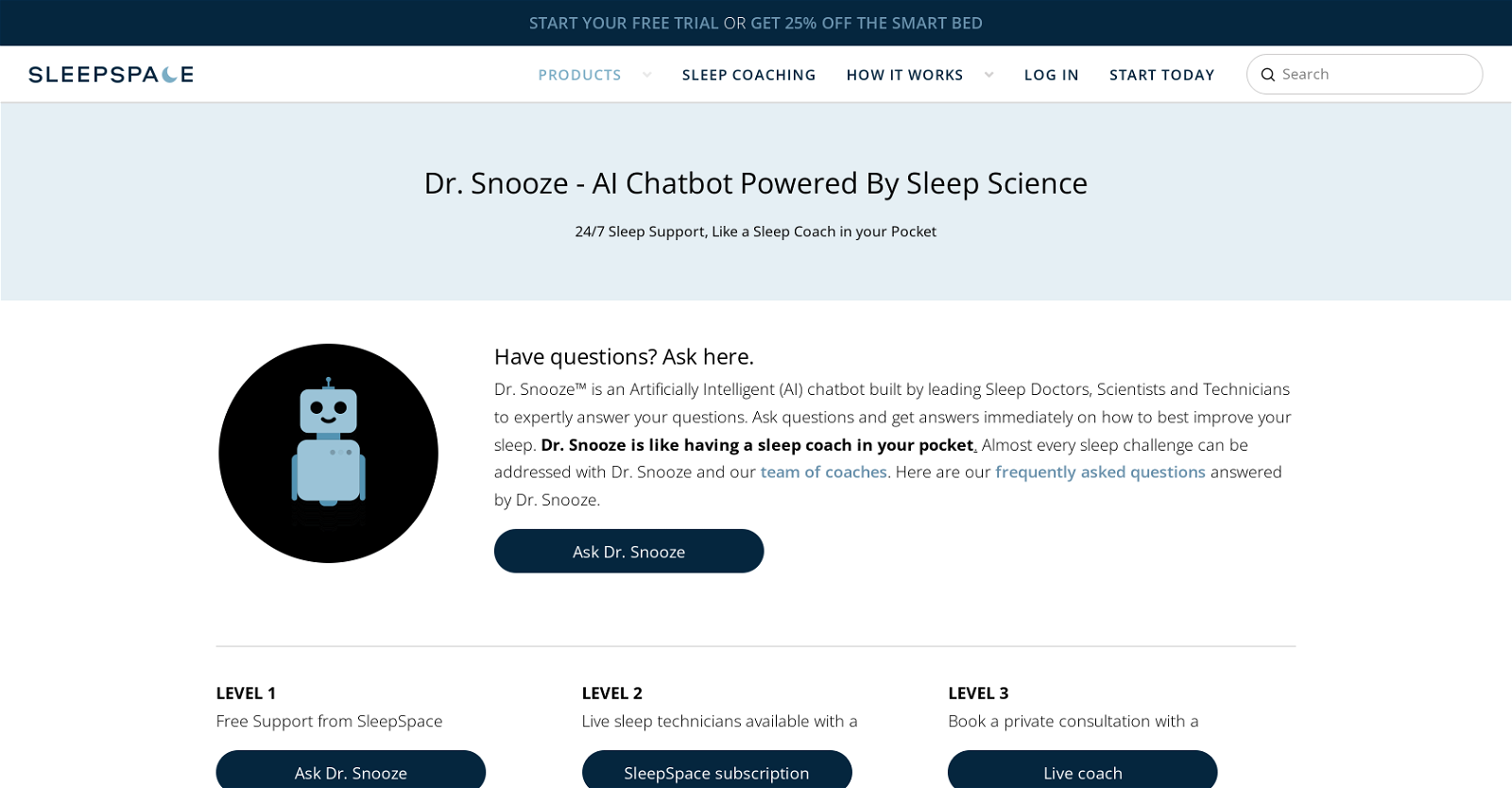 Dr. Snooze AI website