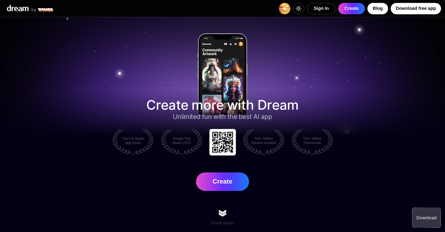 Dream by WOMBO website