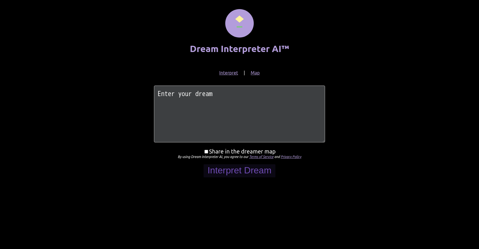 Dream Interpreter AI website