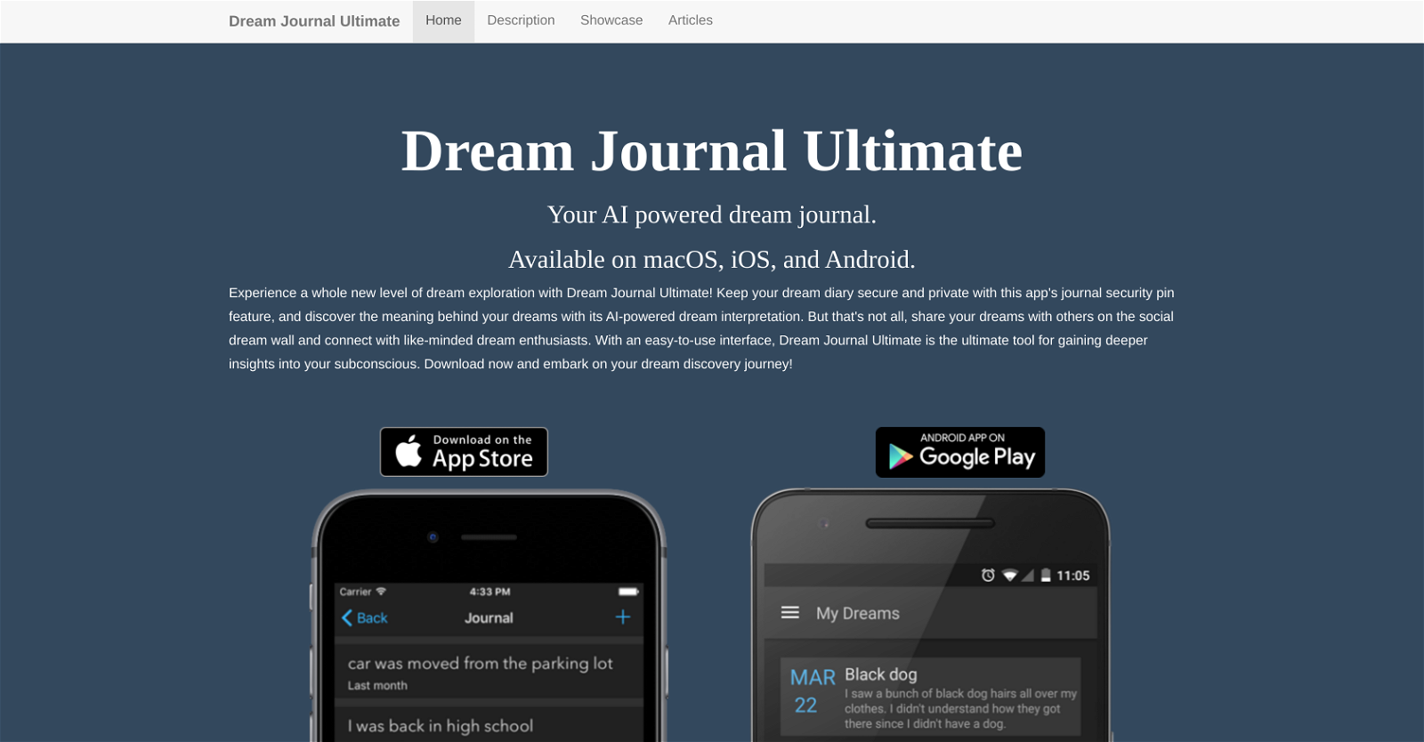 Dream Journal website