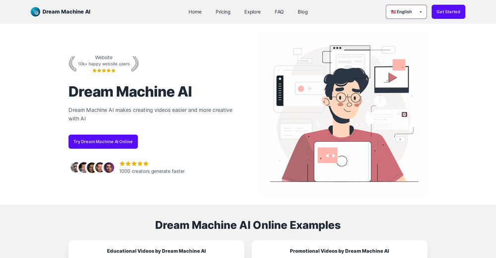 Dream Machine AI website