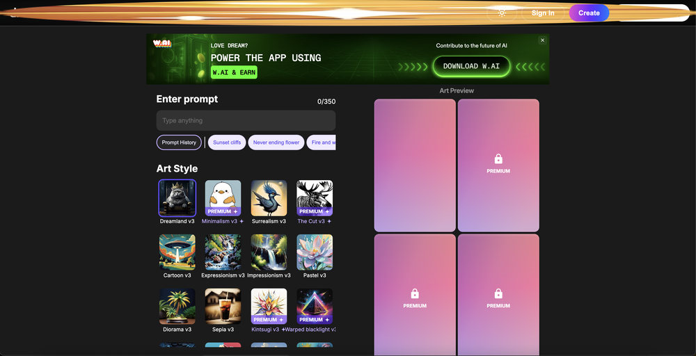 Dream by WOMBO website