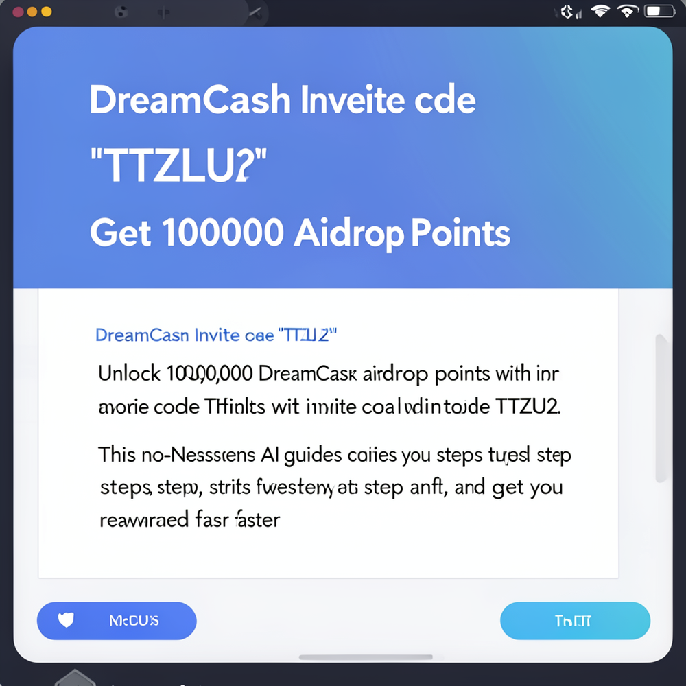 DreamCash Invite code “TTZLU2” Get 100000 Aidrop Points website