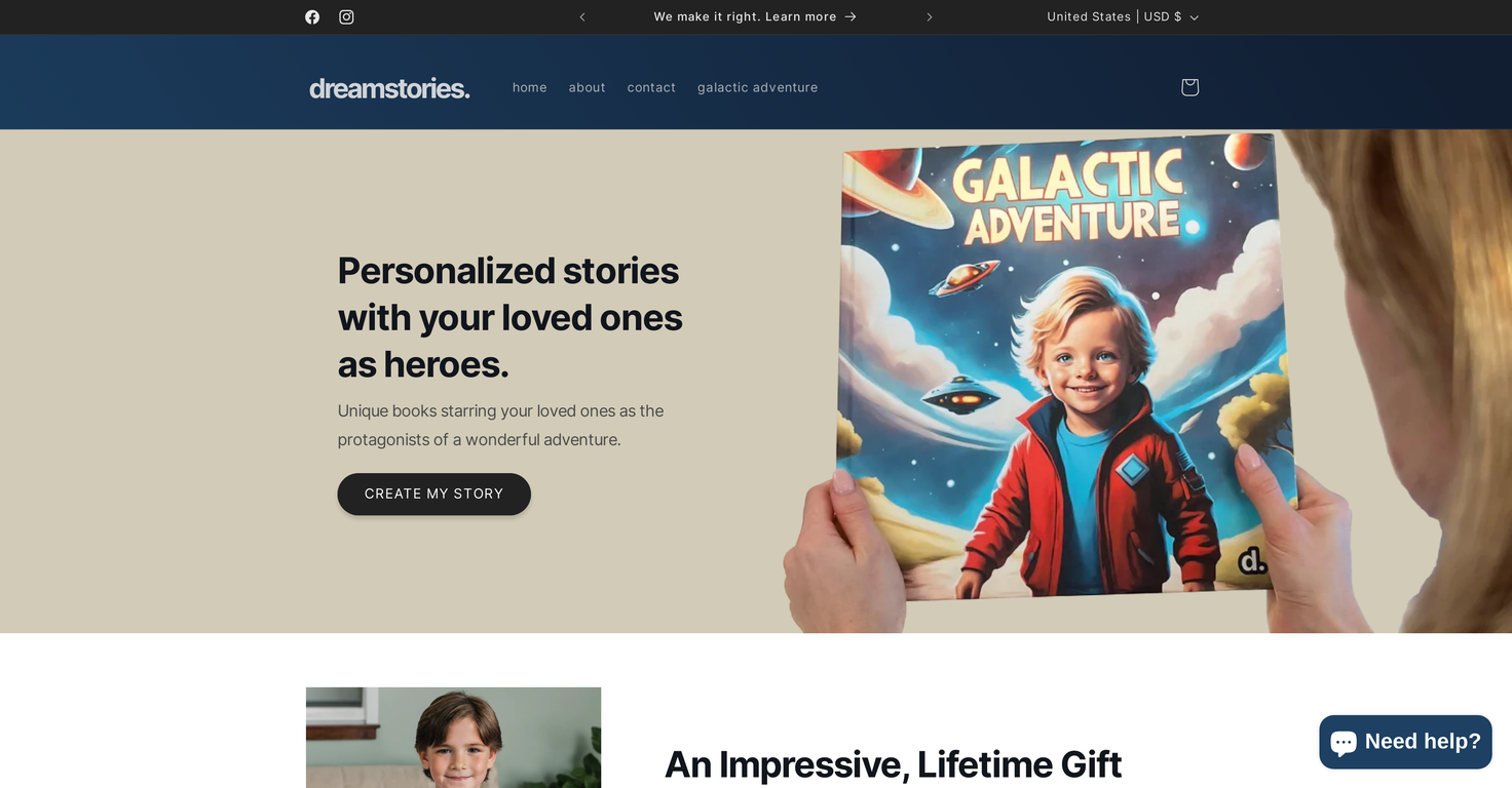 Dreamstories website