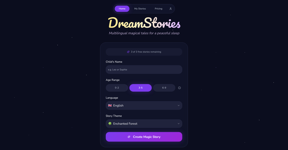 Dreamstories website