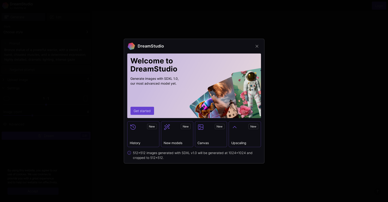 DreamStudio website