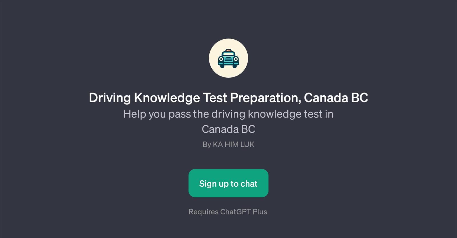 Driving Knowledge Test Preparation, Canada BC website