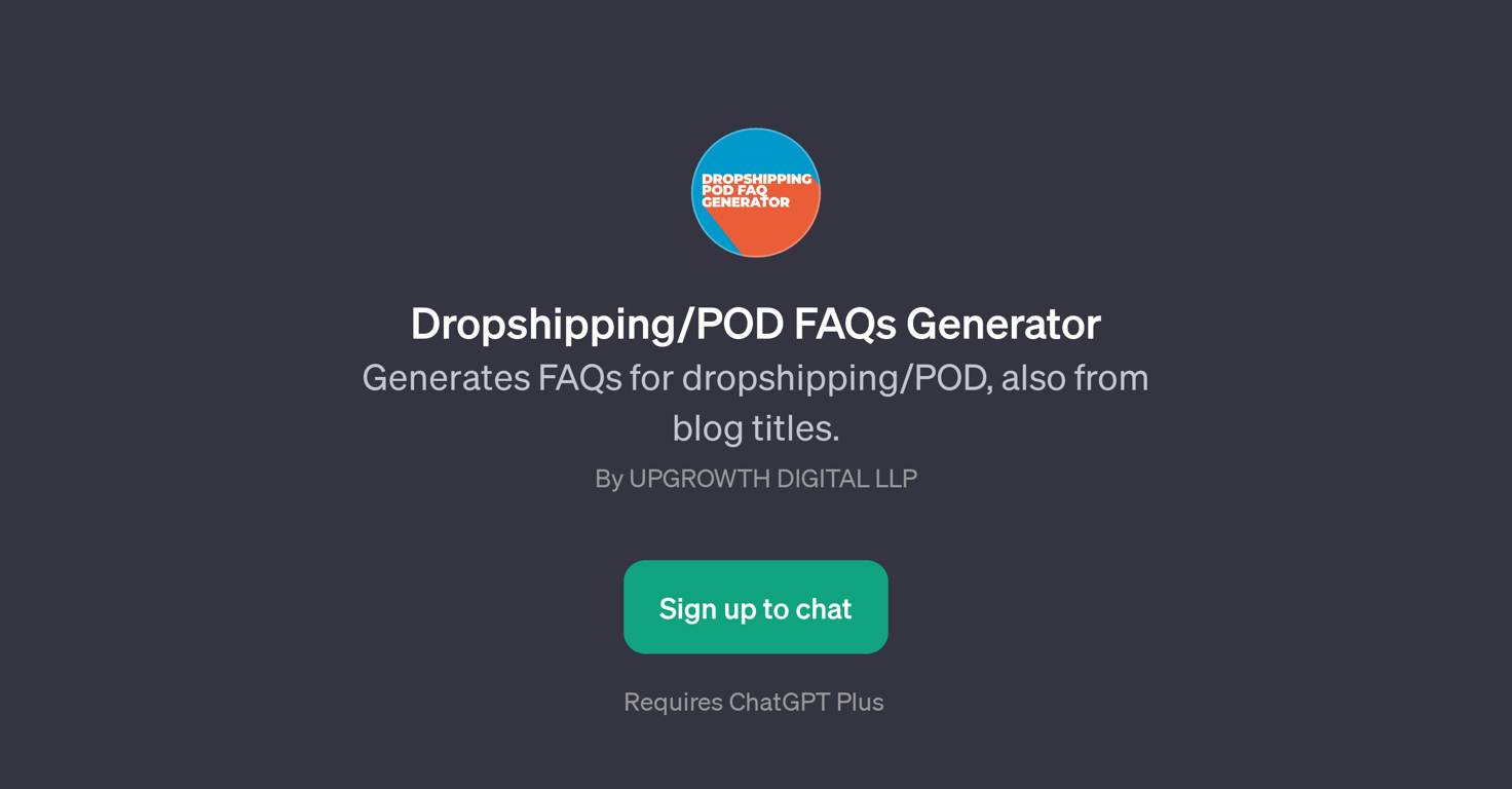 Dropshipping/POD FAQs Generator website