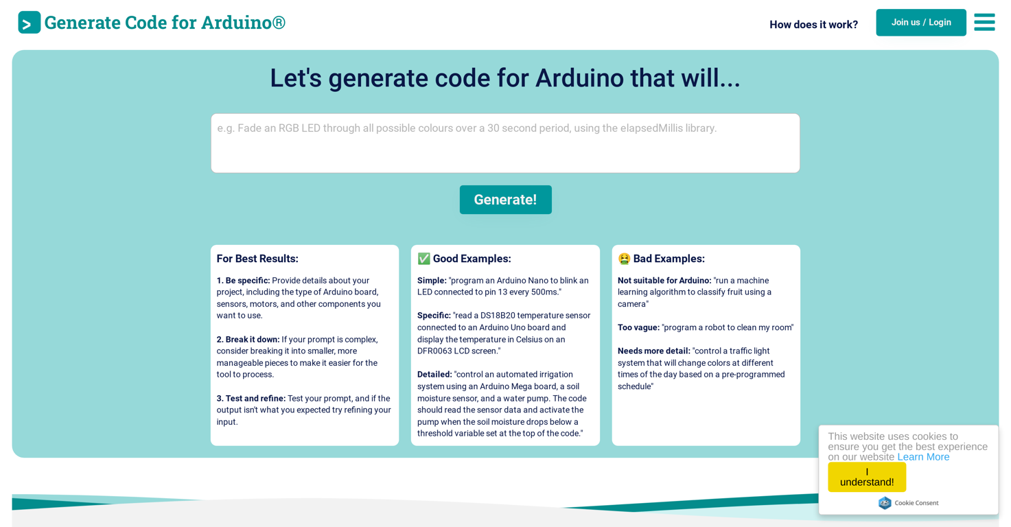 Duino Code Generator website