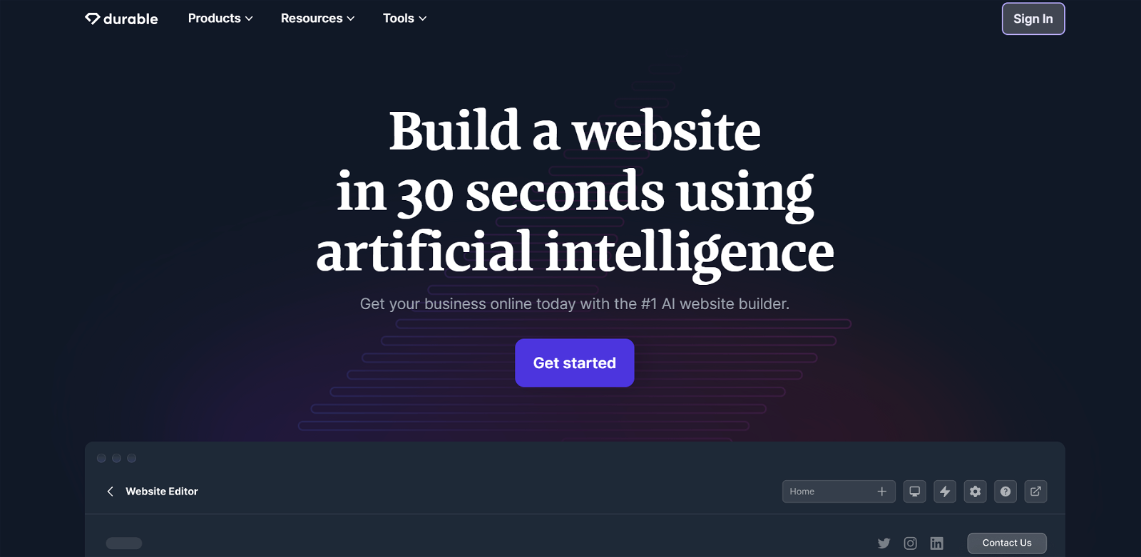 Durable AI Site Builder website