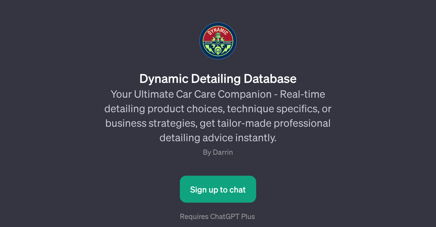 Dynamic Detailing Database website