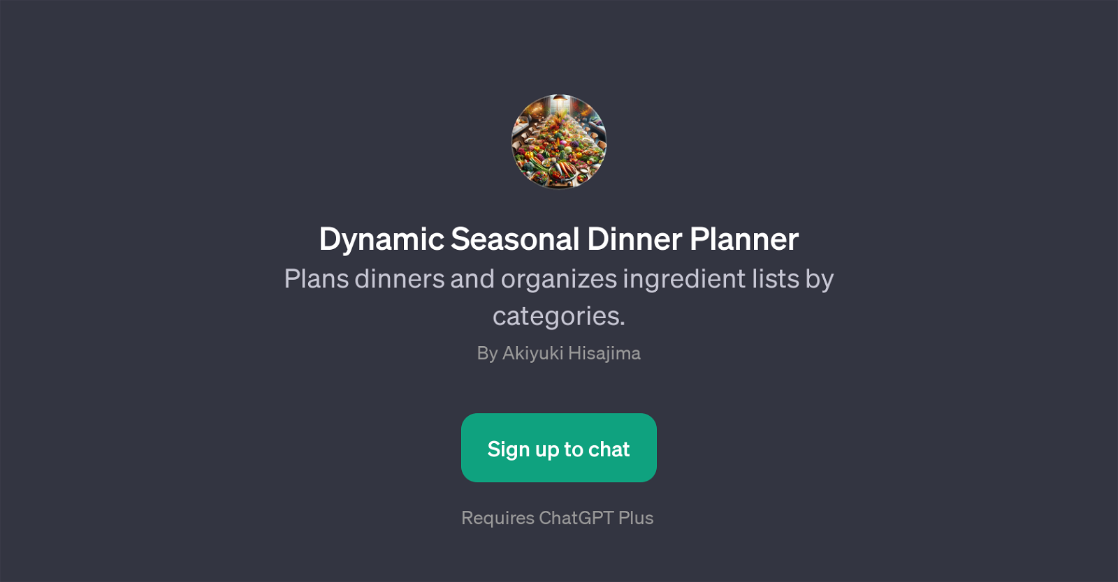 Dynamic Seasonal Dinner Planner website
